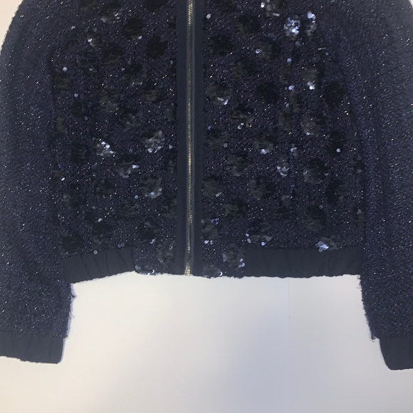 Anthropologie Elevenses Blue Sequinned Zip Up Jacket - Women’s Size XS - Picture 6 of 16